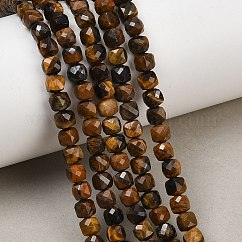 Fili di perline di occhio di tigre naturale, sfaccettato, cubo, 4.5~5x4.5~5x4.5~5mm, Foro: 0.8 mm, circa 80pcs/filo, 15.35'' (39 cm)