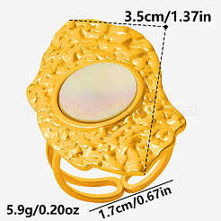 Открытые кольца-манжеты из нержавеющей стали 304 с натуральными ракушками для женщин.&nbsp;XU1269-3