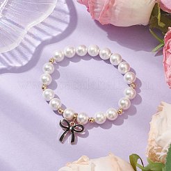 Braccialetti con ciondoli in ottone smaltato nero&nbsp;BJEW-JB10649-01