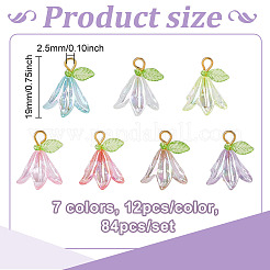 84 pieza de 7 colores de acrílico transparente y colgantes de perlas de plástico ABS&nbsp;PALLOY-ME00037