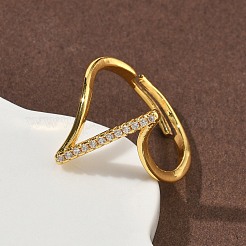 Латунные микро проложить пальцев кольца кубического циркония&nbsp;RJEW-H258-19G