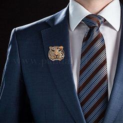 3 шт. брошь-булавка в виде головы тигра со стразами&nbsp;JEWB-HY0001-02