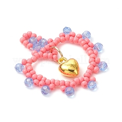 Подвески в форме сердца из стеклянных бусин&nbsp;PALLOY-MZ00588-05