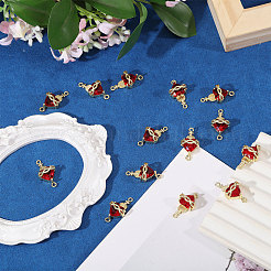 14 Stück Messing mit Glas dunkelrot Heiliges Herz Verbinder Charms&nbsp;KK-CA0003-85