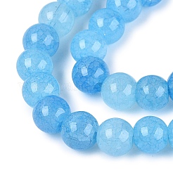 Perles de verre craquelé cuites au four&nbsp;GLAA-Q106-03A-04