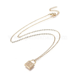 Colliers à pendentif en zircone cubique transparent micro pavé en laiton&nbsp;NJEW-R256-07