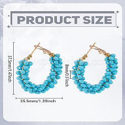 1 пара серег-колец из сплава стеклянных бусин&nbsp;EJEW-LP0003-65B