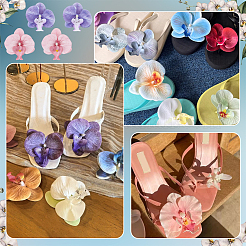 2 пара двухцветных пряжек для обуви из искусственной кожи с цветочным принтом&nbsp;DIY-NB0015-14