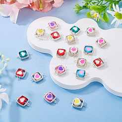 20 Stück Polymer Clay Herz & CCB Quadrat Rahmen Glieder Verbinder Charms&nbsp;CLAY-TADJ0001-09