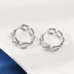 Серьги-кольца из латуни с прозрачным фианитом&nbsp;EJEW-Q016-02P