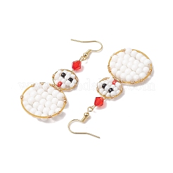 Серьга с подвесками из стеклянной бусины&nbsp;EJEW-TA00533