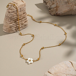 Minimalistische natürliche weiße Muschelblumenanhänger 304 Edelstahlkette Halsketten für Frauen&nbsp;LS-CE9566