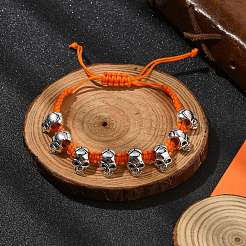 Bracciali regolabili in lega intrecciata con perline&nbsp;BJEW-JB10918