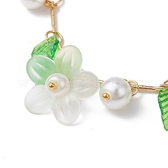 Braccialetti con ciondoli con fiori in acrilico e perle di vetro&nbsp;BJEW-JB10054