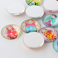 Русская девушка кукла печатные стеклянные кабошоны&nbsp;GGLA-A002-10mm-JJ