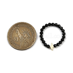 Anelli elastici con perline di ematite sintetica non magnetica con fulmine e howlite naturale e spinello nero naturale&nbsp;RJEW-JR00785