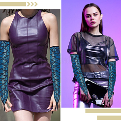 Перчатки из полиэстера с рыбьей чешуей&nbsp;AJEW-WH20006-222A