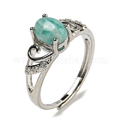 Ovale verstellbare Ringe aus natürlichem Amazonit&nbsp;RJEW-Q818-01P-01B