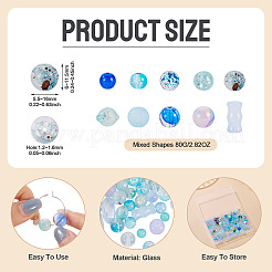 80 г прозрачных стеклянных бусин&nbsp;DGLA-TA0001-47F