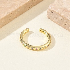 Polsini aperti in ottone con micro pavé di zirconi&nbsp;LS-RJEW-Z145-08G