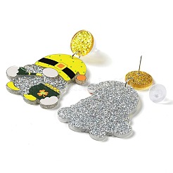 Glitzernde Acryl-Ohrstecker zum St. Patrick's Day&nbsp;EJEW-P243-A09