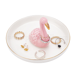 Sostenedor de anillo de flamenco de porcelana&nbsp;DJEW-WH0011-28