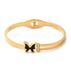 Bracelets réglables en acier inoxydable 304 plaqué sous vide avec émail papillon pour femmes&nbsp;BJEW-F474-34G