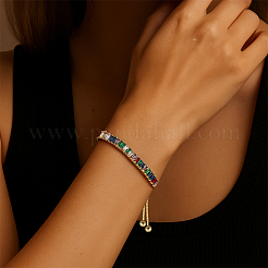 3шт 3 цвета латунь паве кубические циркониевые бусины слайдер браслеты для женщин&nbsp;BJEW-GO0001-07