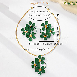 Orecchini a bottone in ferro con fiore e collane pendenti per le donne&nbsp;WG30632-04