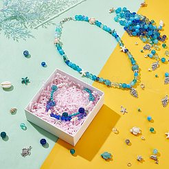 Наборы для самостоятельного изготовления браслетов из синтетической бирюзы и натуральных ракушек каури на морскую тематику&nbsp;DIY-PH0028-54