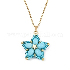 Ожерелья в форме звезды из стеклянного бисера ручной работы и синтетических бусин императорской яшмы&nbsp;NJEW-MZ00114-01