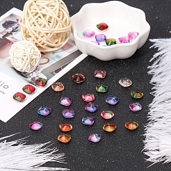 Cabochons en verre avec strass de dos avec point&nbsp;RGLA-OC0001-25B