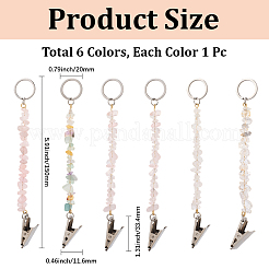6шт. брелок из натурального розового кварца и кварцевого кристалла&nbsp;KEYC-GF00005