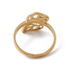 Ионное покрытие (ip) 201 нержавеющая сталь полое листовое регулируемое кольцо для женщин&nbsp;RJEW-C045-05G