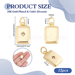 Ciondoli in ottone con micro pavé di zirconi trasparenti da 12 pezzo&nbsp;ZIRC-BC0001-34G-RS