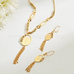 Винтажные комплекты из овальных железных серег и ожерелий с кисточками в стиле ближневосточного богемного стиля для женщин&nbsp;QM7256