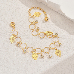 Классические женские браслеты на щиколотку в ближневосточном стиле с латунными кристаллами и стразами в форме листа&nbsp;AS9149