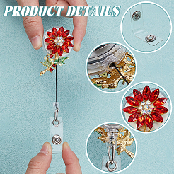 4 шт. выдвижные держатели для значков из сплава со стразами&nbsp;HJEW-NB00304