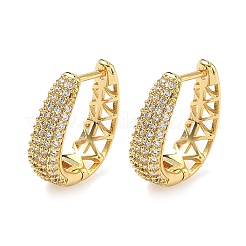 Boucles d'oreilles créoles en laiton zircon cubique micro pavé&nbsp;EJEW-C182-07E-G