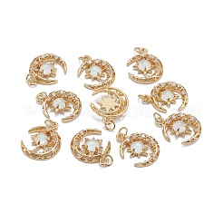 Pendenti in vetro micro pavé di zirconi cubici trasparenti in ottone&nbsp;X-ZIRC-C024-06G-03