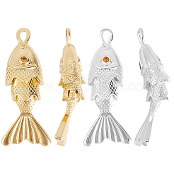 10 pièces 2 couleurs laiton micro pavé pendentifs en zircone cubique claire&nbsp;KK-BBC0023-48