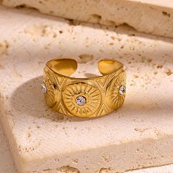 Anelli polsini aperti con strass in acciaio inossidabile 304&nbsp;WG2F424-01