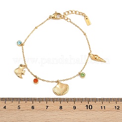 Браслеты с подвесками из нержавеющей стали 304 для женщин&nbsp;BJEW-C114-09G