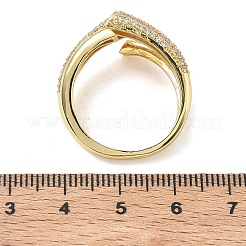 Anelli aperti con polsino in ottone micro pavé di zirconi cubici per donna&nbsp;RJEW-L343-12G-01