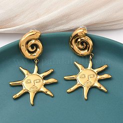 Серьги-гвоздики в форме солнца из нержавеющей стали 304&nbsp;EJEW-K268-69G