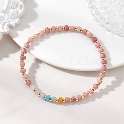 7 шт. браслет из натуральных и синтетических смешанных драгоценных камней и латунных бусин&nbsp;BJEW-JB13334