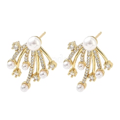 Серьги-гвоздики из латуни с микропаве из кубических цирконий в стиле фейерверк&nbsp;EJEW-G452-02G