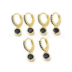 Плоские круглые серьги-кольца с кубическим цирконием EJEW-E270-35G-02