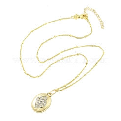 Латунные микропаве прозрачные кубические цирконии спутниковая цепь медальон кулон ожерелья для женщин&nbsp;NJEW-M009-03G-B