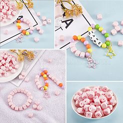 20 Uds. Cuentas de silicona con letras de cubo rosa&nbsp;JX435G